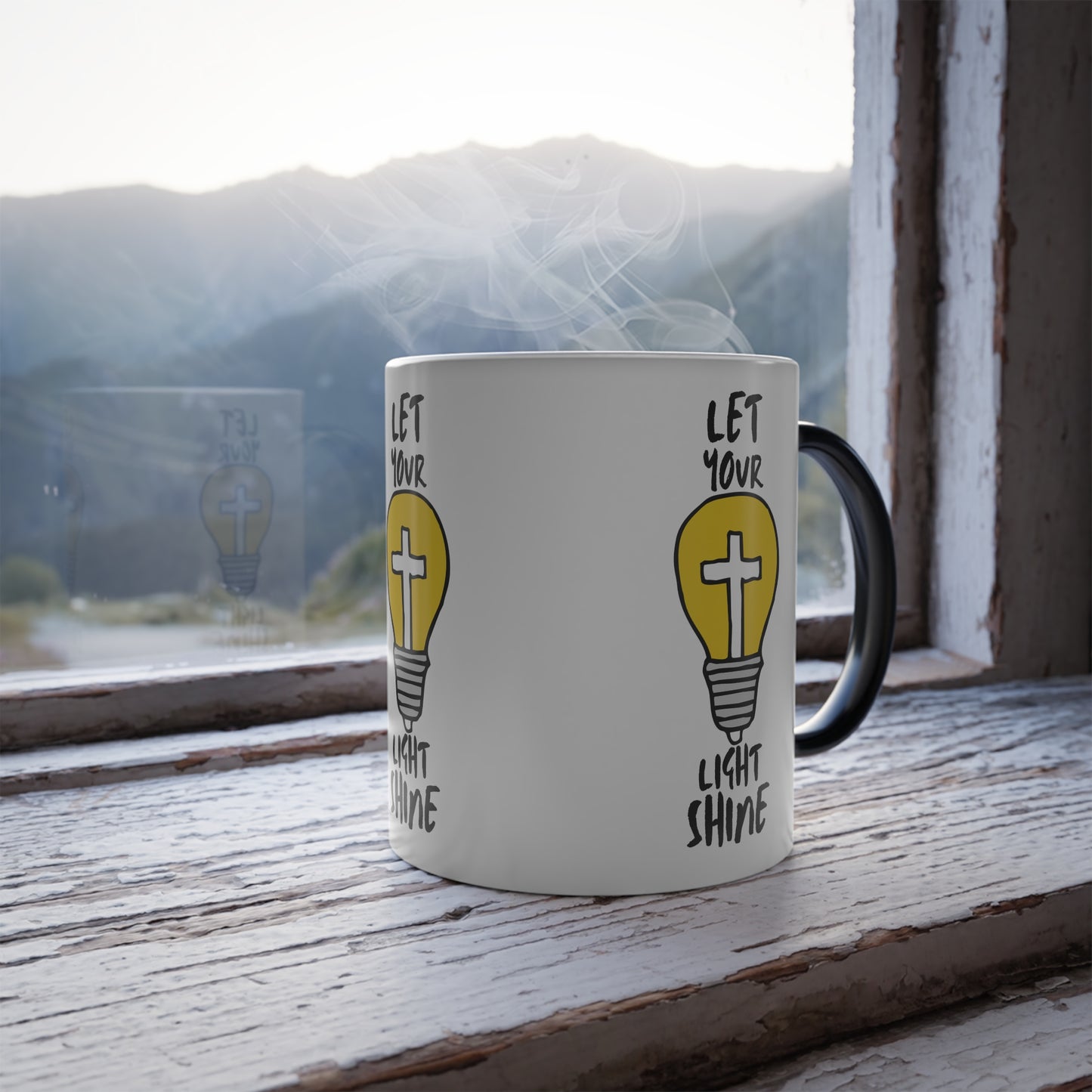 Let Your Light Shine Color Morphing Coffee Mug Inspirational Christian Gift for Faith-Based Coffee Lovers