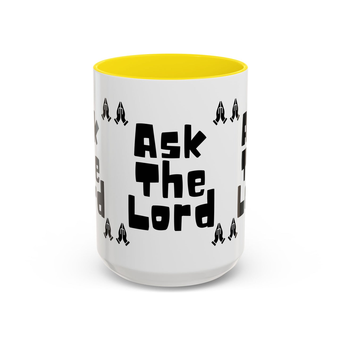 Ask The Lord Coffee Mug with Praying Hands Biblical Christian Gift for Faith-Based Living