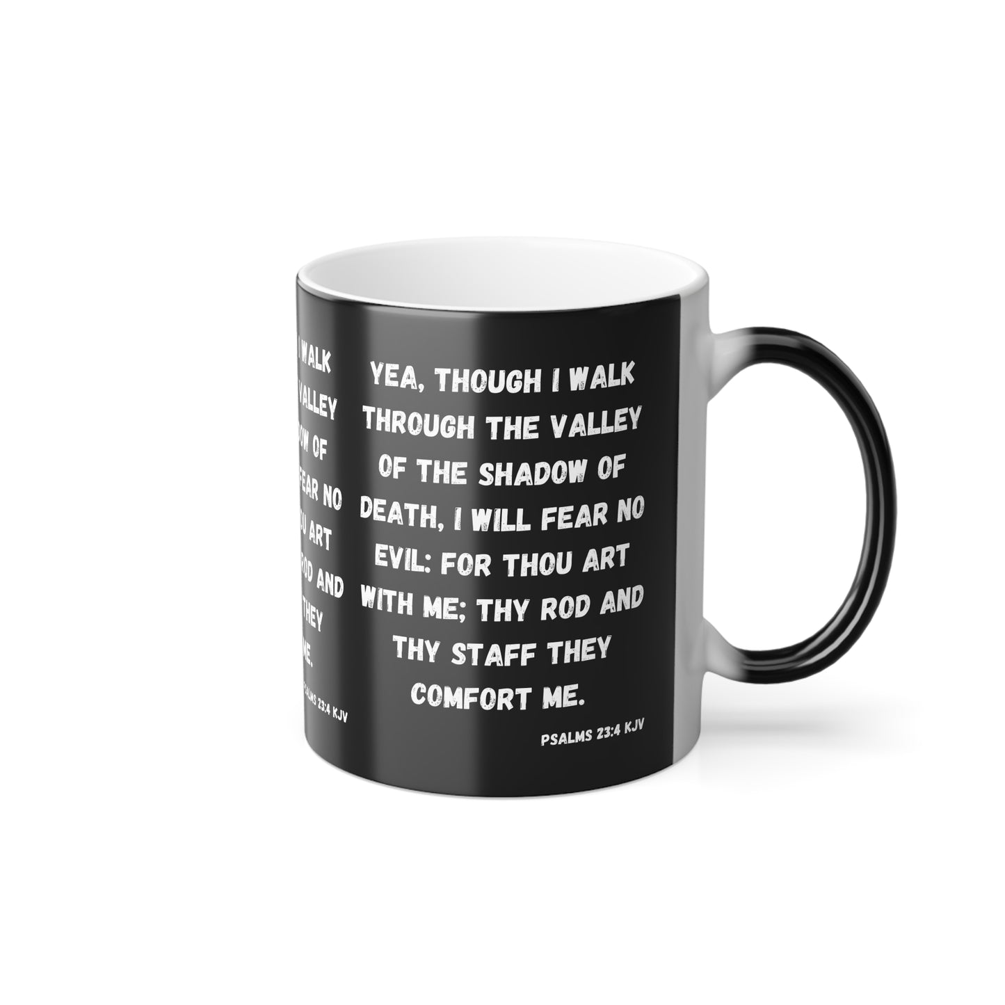 Psalms 23:4 KJV Color Morphing Coffee Mug I Will Fear No Evil Inspirational Christian Gift