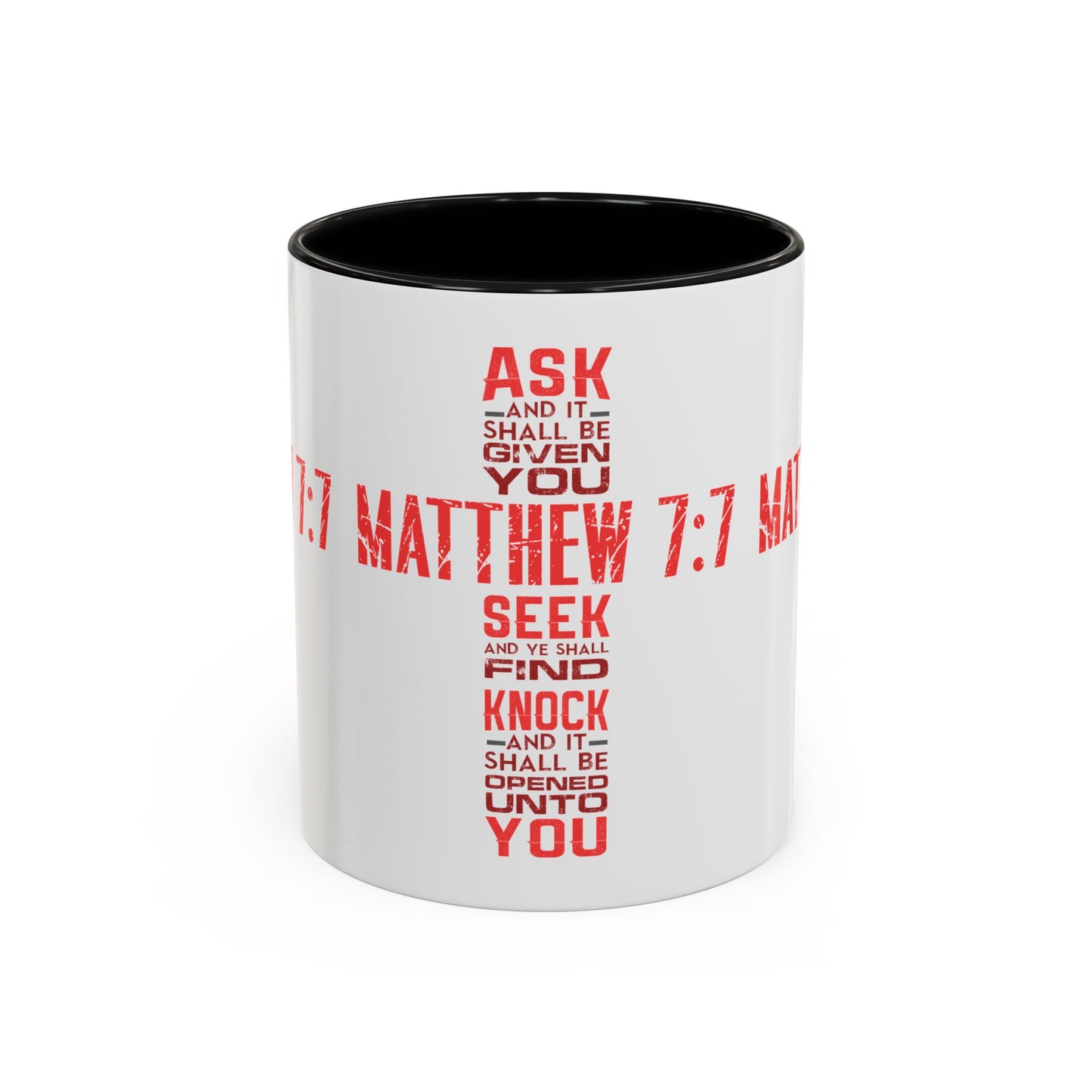 Seek and Find: Matthew 7:7 KJV Bible Verse Coffee Mug Inspirational Christian Gift