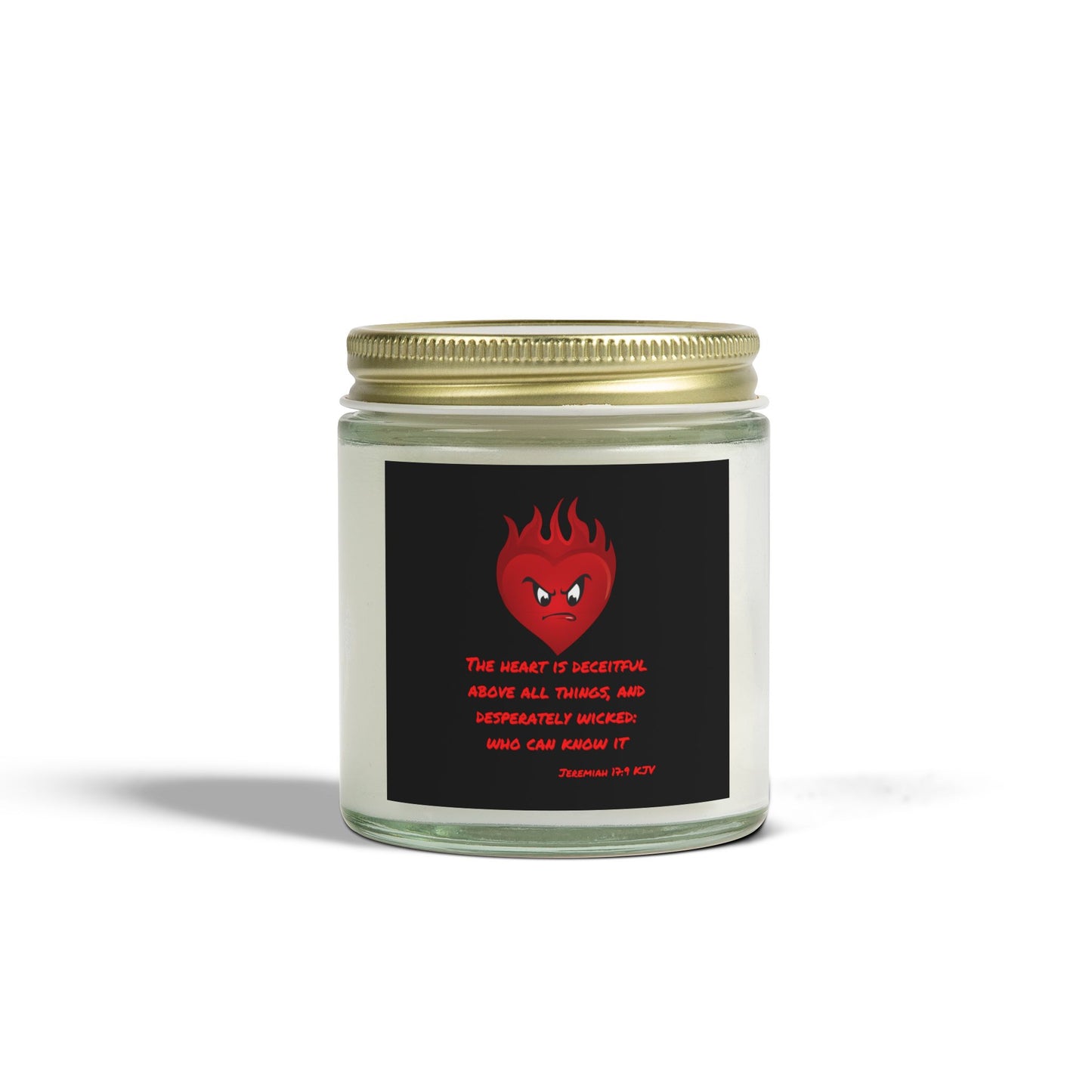 Jeremiah 17:9 KJV Scented Candle The Heart is Deceitful Biblical Christian Gift for Faith-Based Candle Lovers