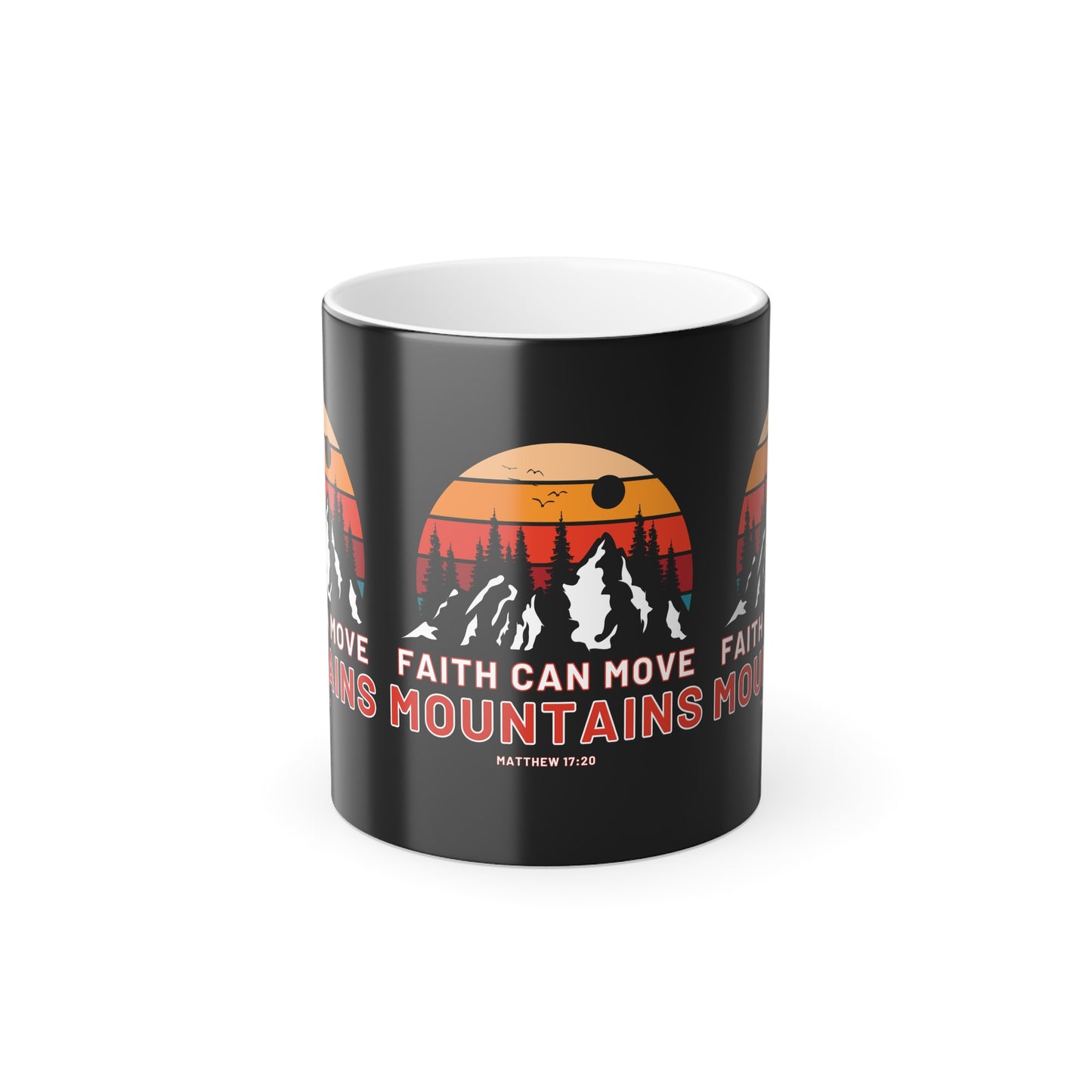 Matthew 17:20 KJV Bible Verse Color Morphing Coffee Mug Faith Can Move Mountains Inspirational Christian