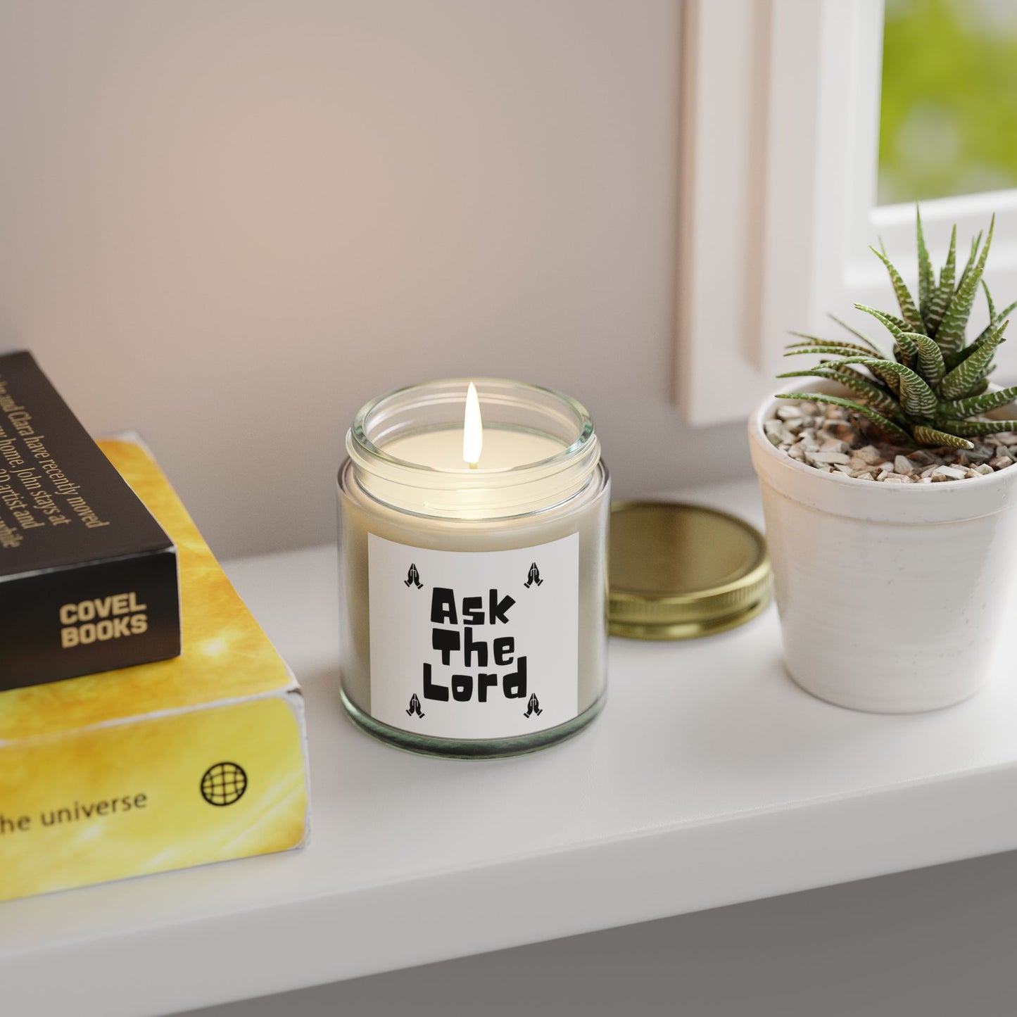 Ask The Lord Scented Candle with Praying Hands Biblical Christian Gift for Faith-Based Living