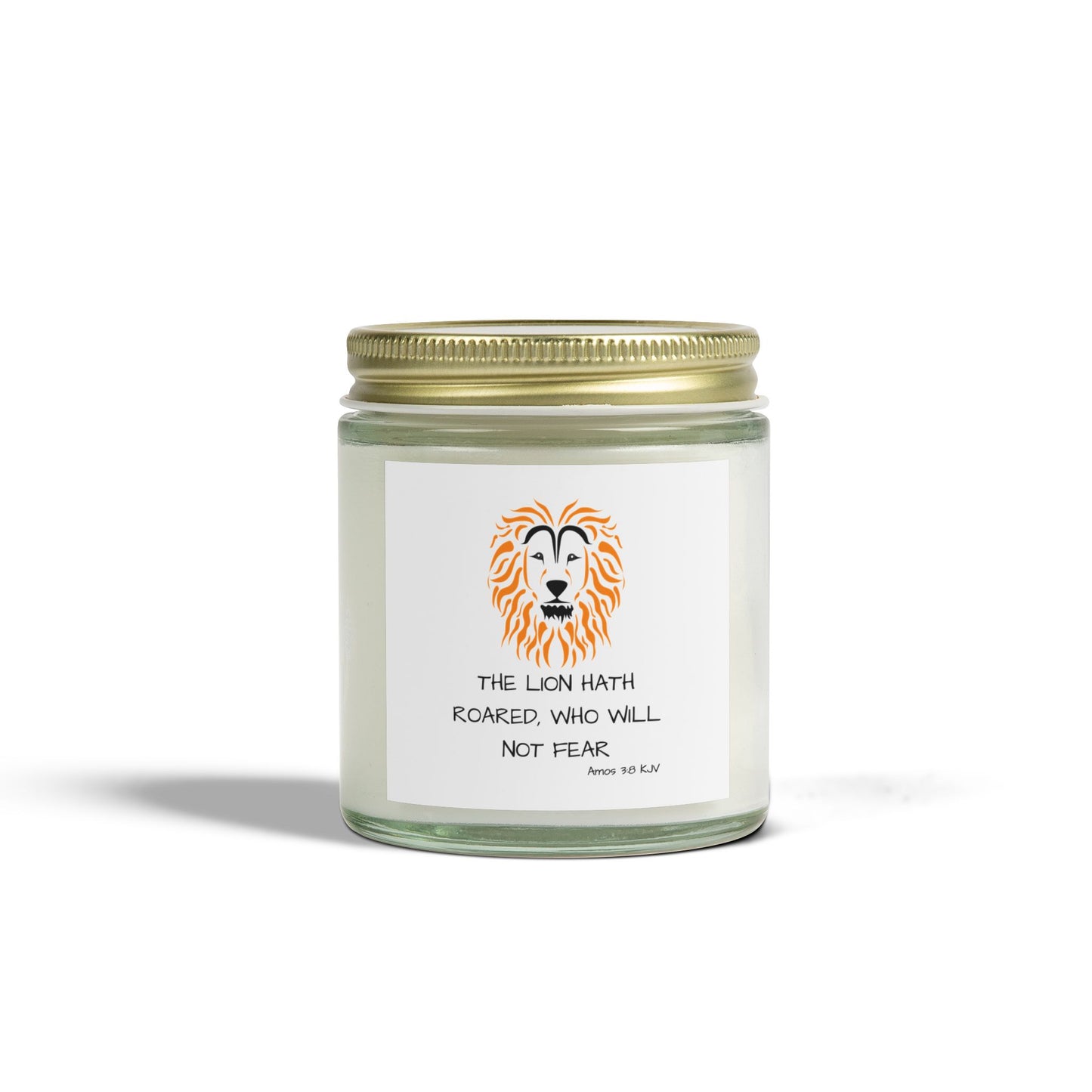 Amos 3:8 KJV Scented Candle The Lion Hath Roared Biblical Christian Gift for Faith-Based Candle Lovers