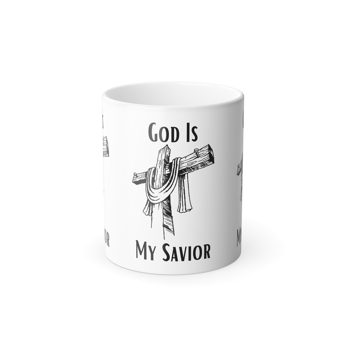 God Is My Savior Color Morphing Coffee Mug Inspirational Christian Gift for Faith-Based Coffee Lovers