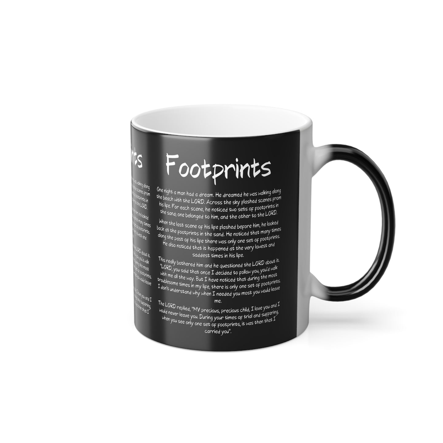 Footprints Color Morphing Coffee Mug Inspirational Faith Based Christian Gift