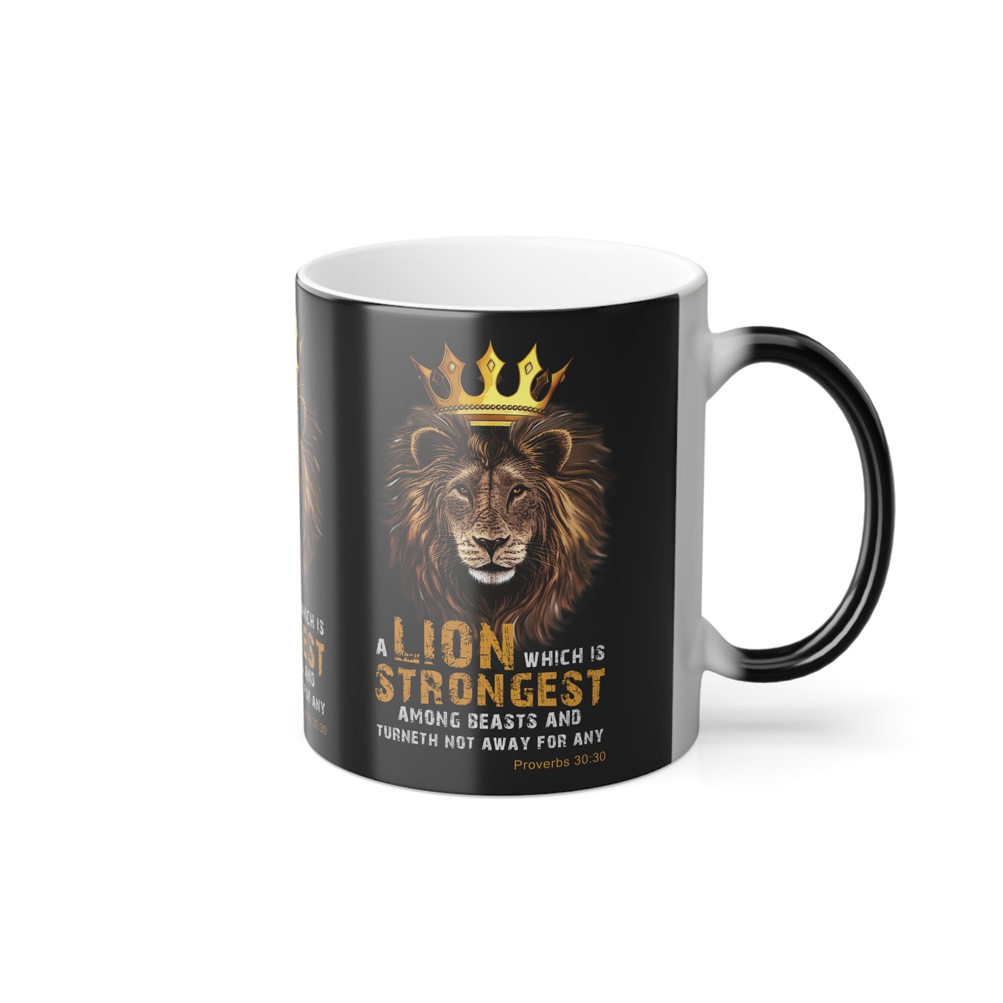 Proverbs 30:30 KJV Bible Verse Color Morphing Coffee Mug Strength & Courage In Every Sip