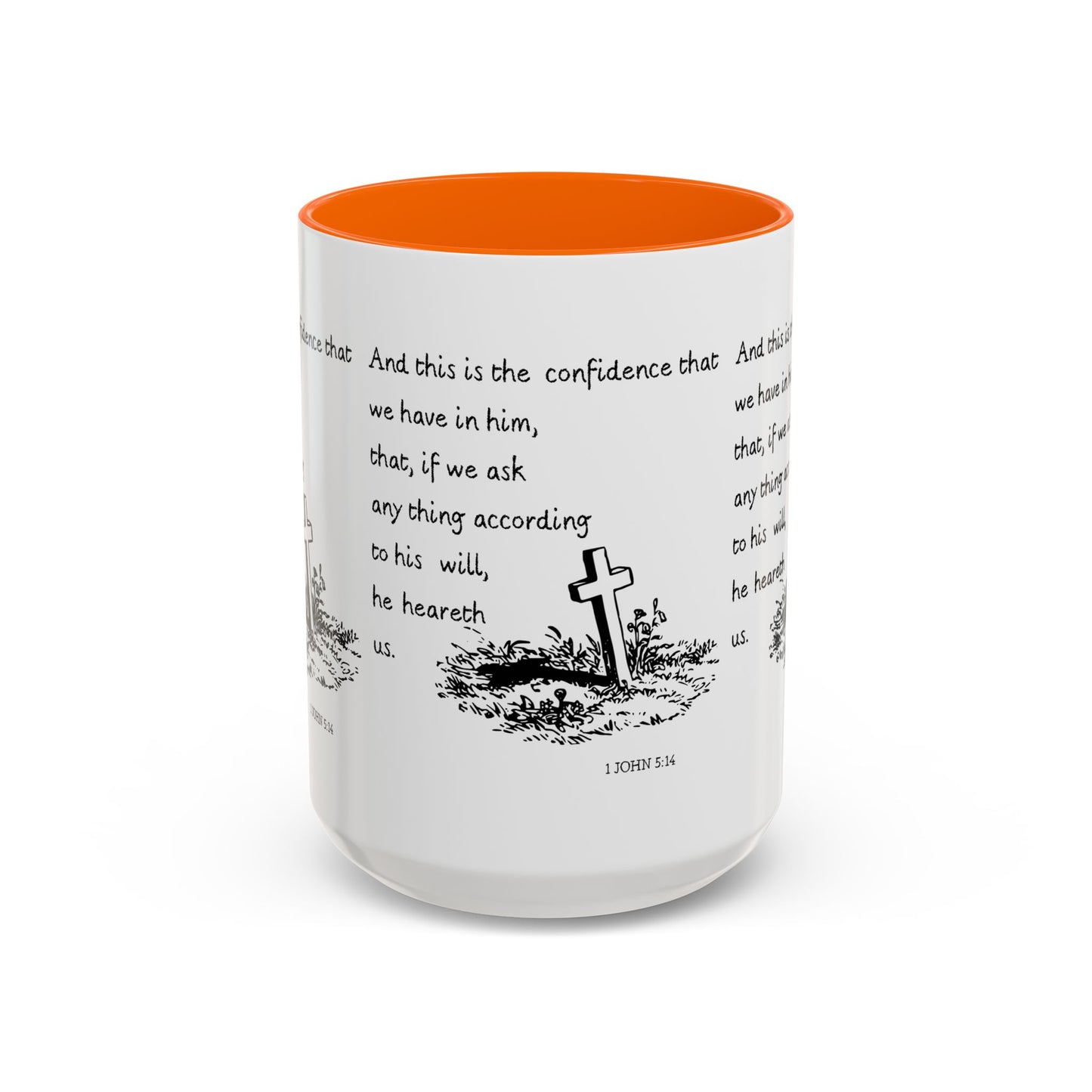 1 John 5:14 KJV Coffee Mug Confidence in Him Biblical Gift for Faith Based Coffee Lovers