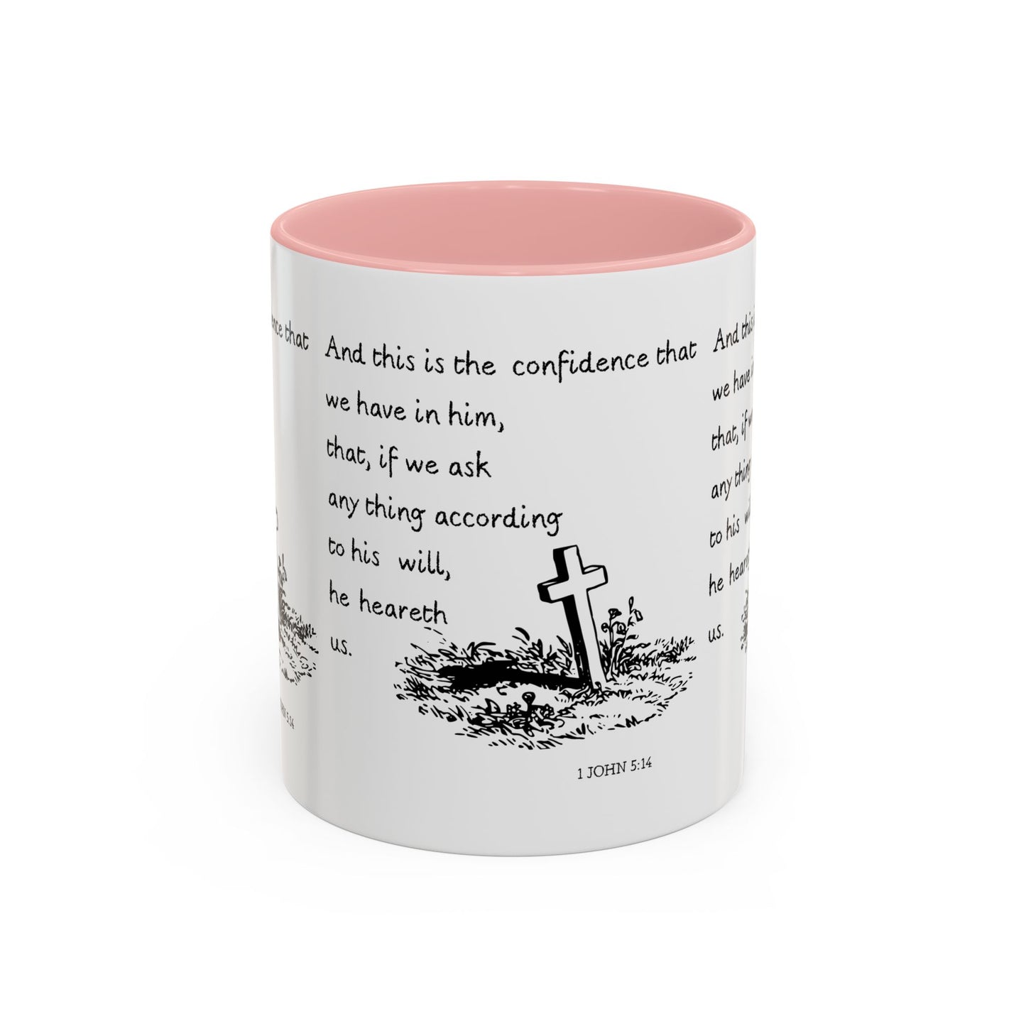 1 John 5:14 KJV Coffee Mug Confidence in Him Biblical Gift for Faith Based Coffee Lovers