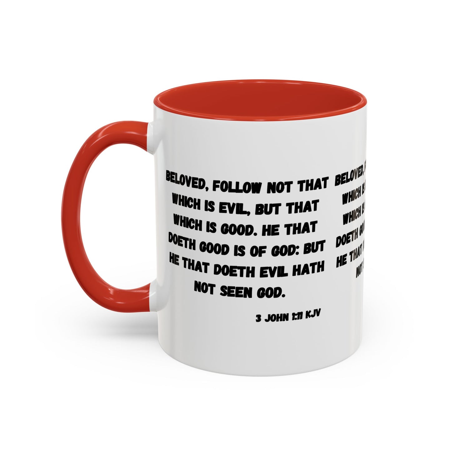 3 John 1:11 KJV Coffee Mug Beloved Follow Not That Which is Evil Inspirational Christian Gift for Faith Based Coffee Lovers