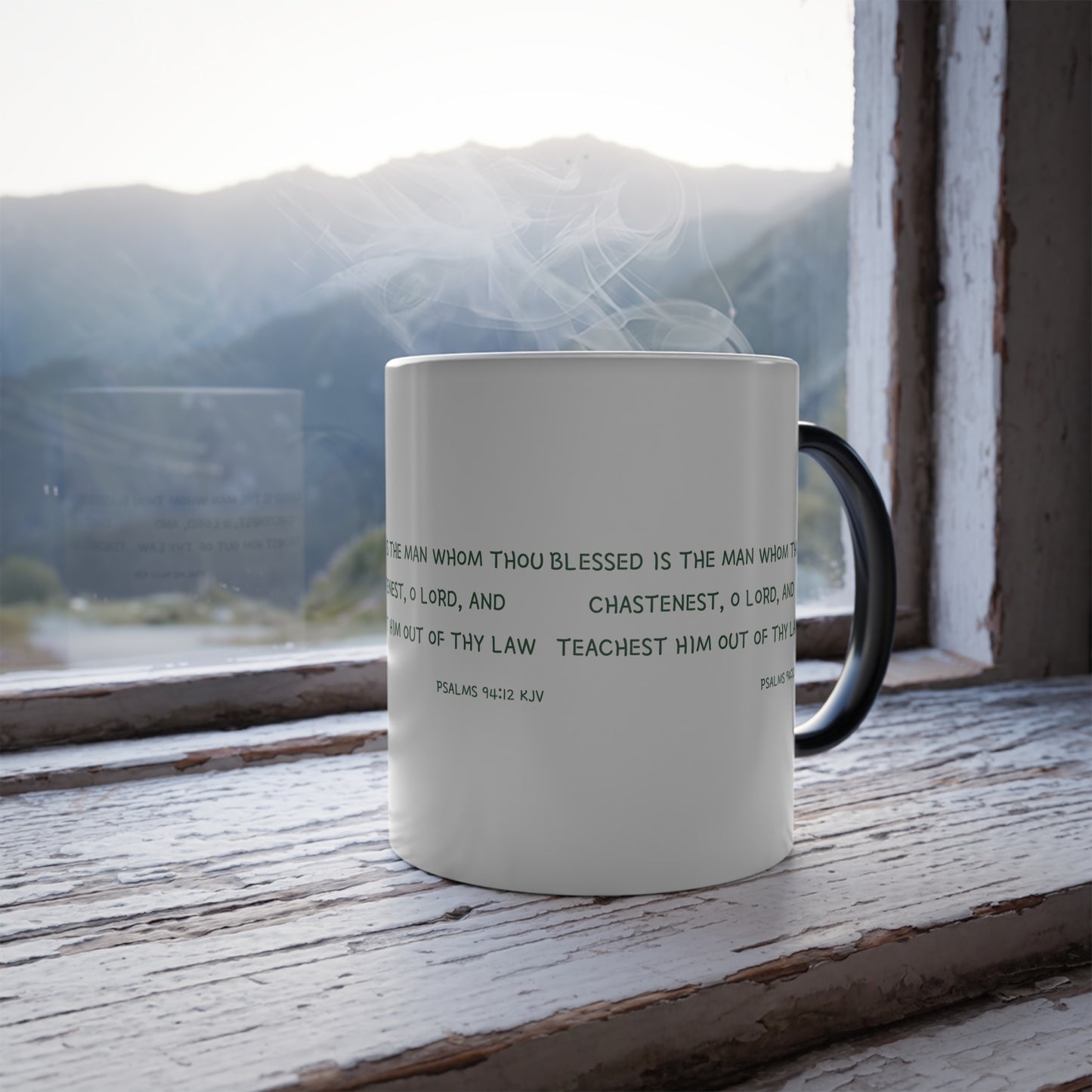 Psalms 94:12 KJV Color Morphing Coffee Mug Blessed is the Man Biblical Christian Gift for Faith-Based Coffee Lovers