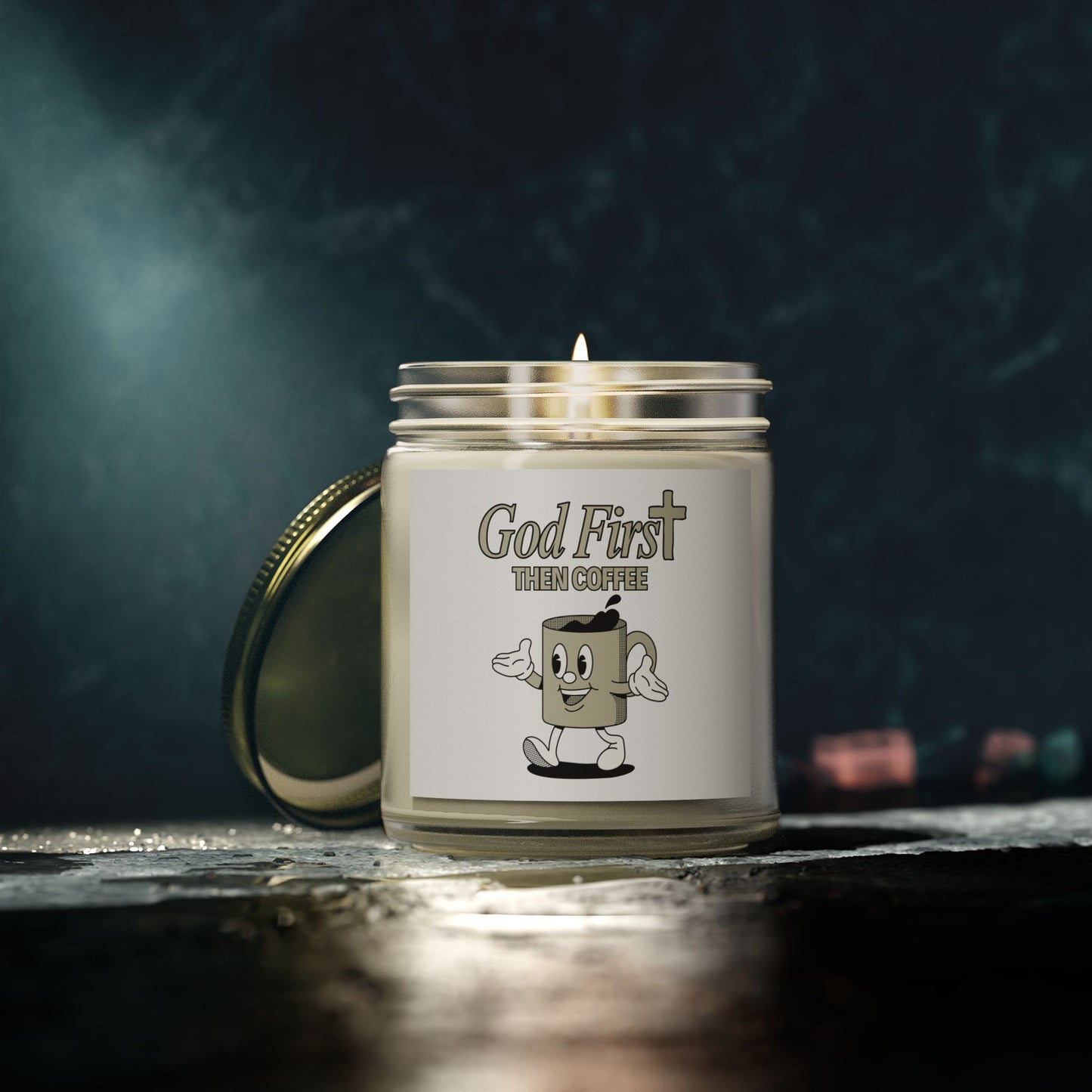 God First Then Coffee Scented Candle Inspirational Christian Gift for Faith Based Candle Lovers