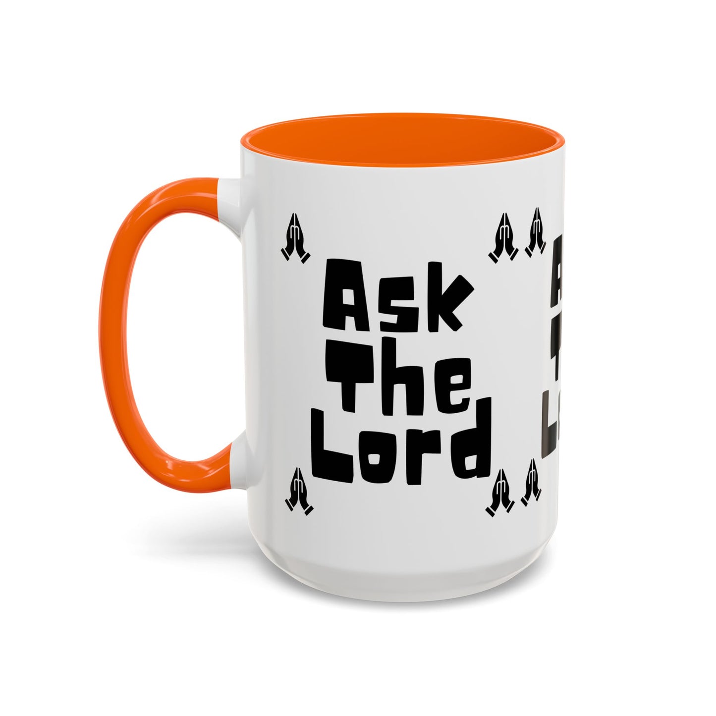 Ask The Lord Coffee Mug with Praying Hands Biblical Christian Gift for Faith-Based Living