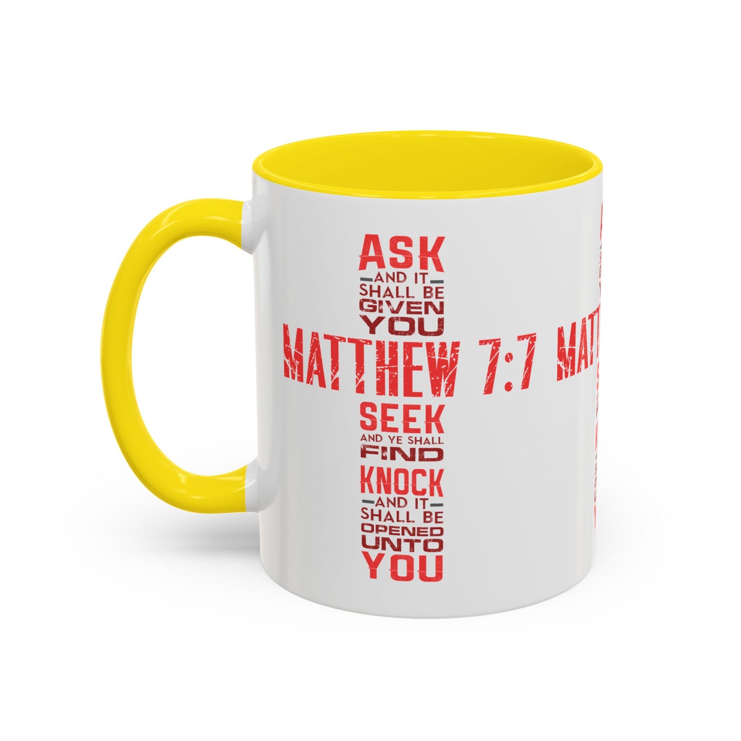 Seek and Find: Matthew 7:7 KJV Bible Verse Coffee Mug Inspirational Christian Gift