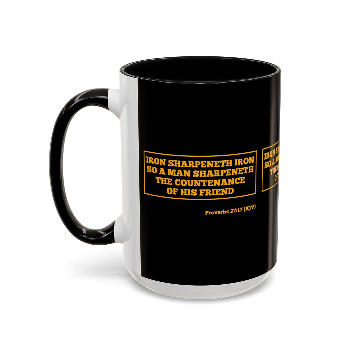 Proverbs 27:17 KJV Coffee Mug Iron Sharpens Iron Inspirational Faith Based Gift For Believers