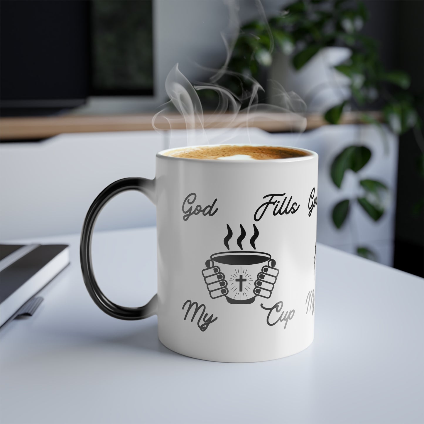 God Fills My Cup Color Morphing Coffee Mug Inspirational Christian Gift for Faith and Encouragement for Coffee Lovers