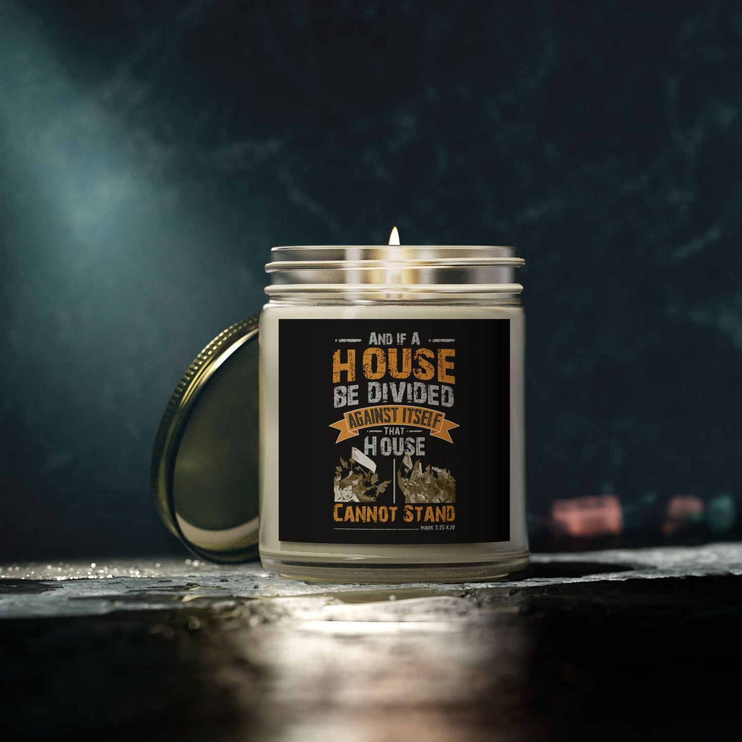 Mark 3:25 KJV Scented Candle A House Divided Cannot Stand Influential Christian Gift for Candle Lovers