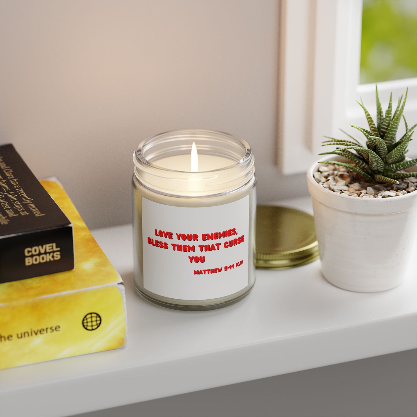 Matthew 5:44 KJV Scented Candle Love Your Enemies Biblical Christian Gift for Faith-Based Living