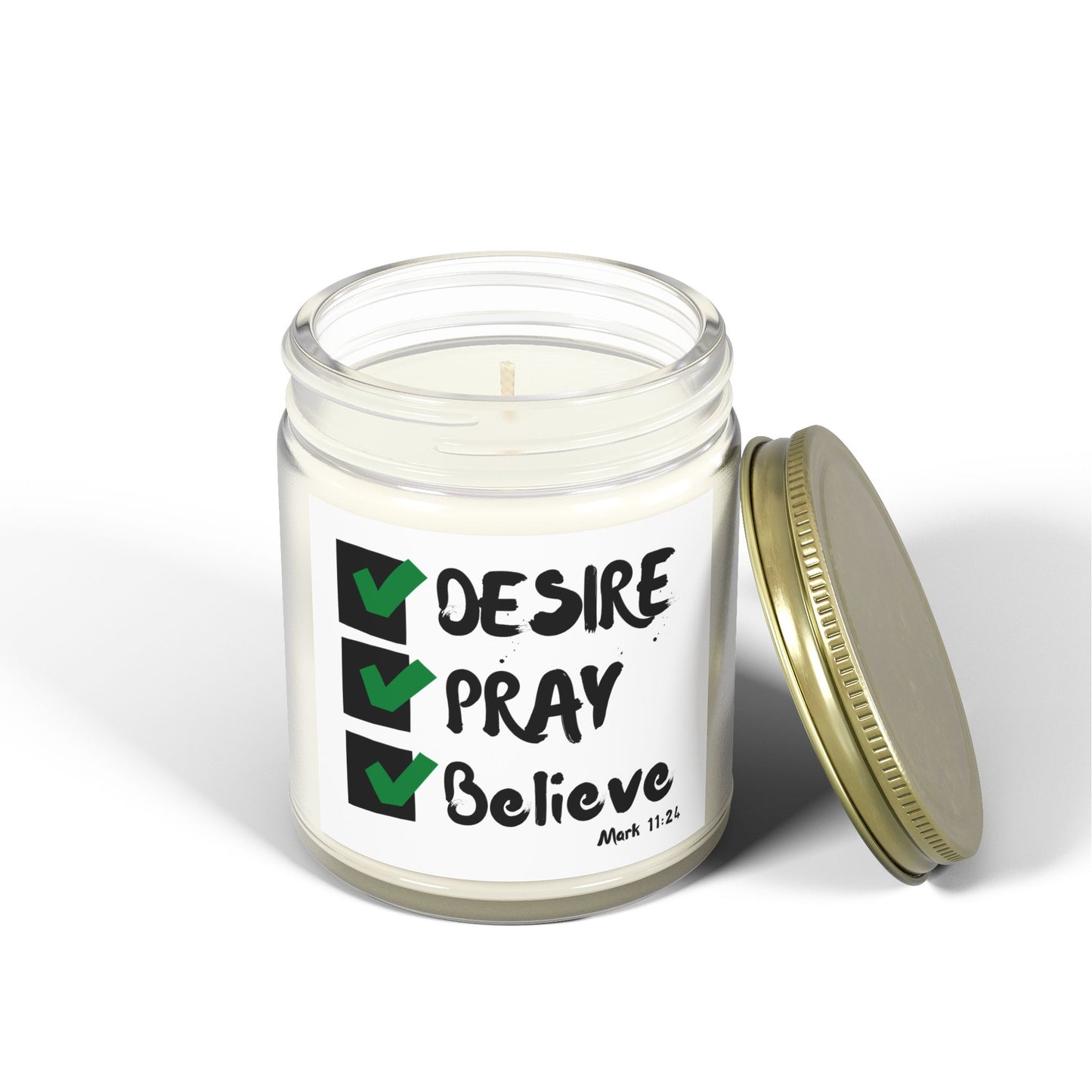 Mark 11:24 KJV Bible Verse Scented Candle Faith Based Christian Gift