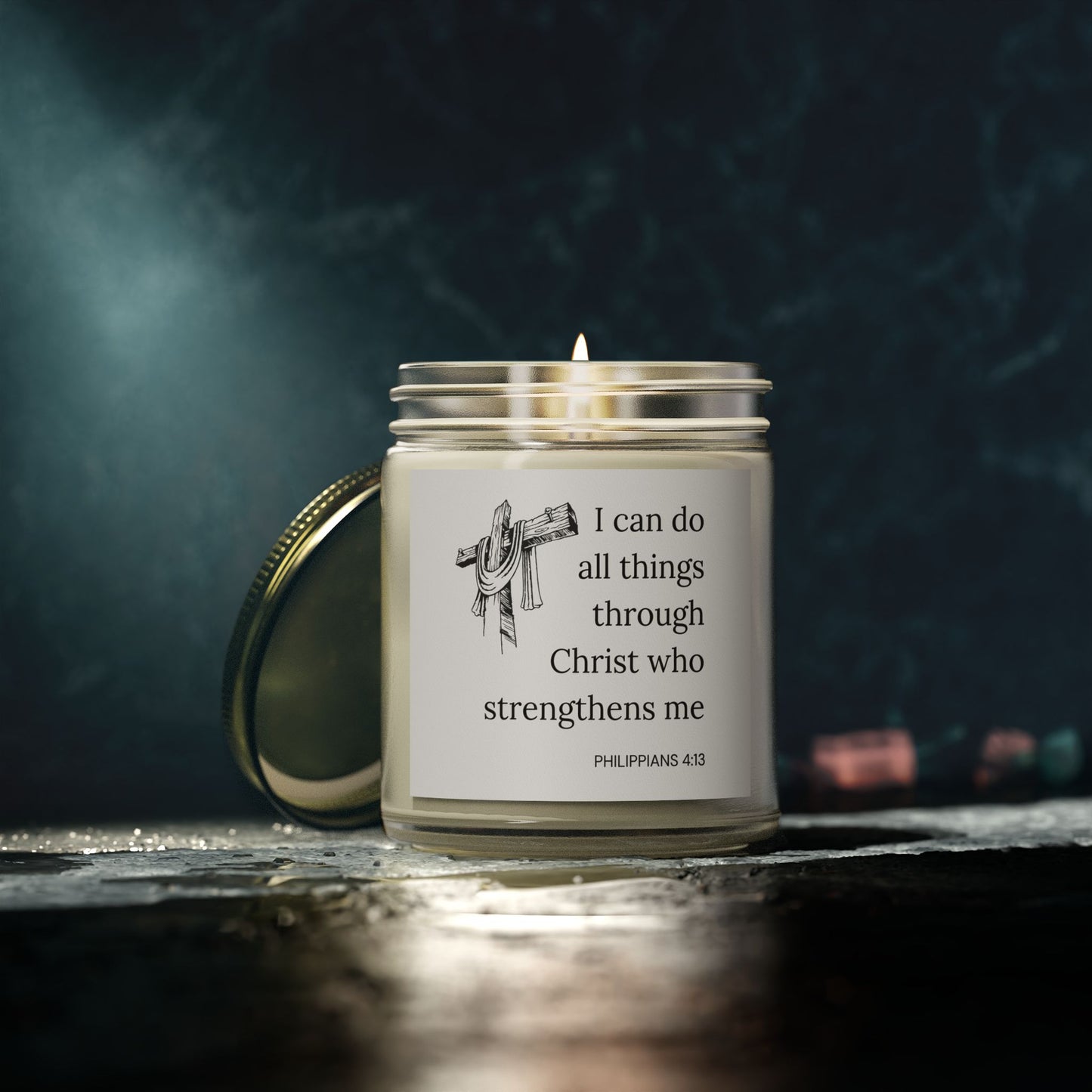 Philippians 4:13 KJV Scented Candle Biblical Strength and Empowerment