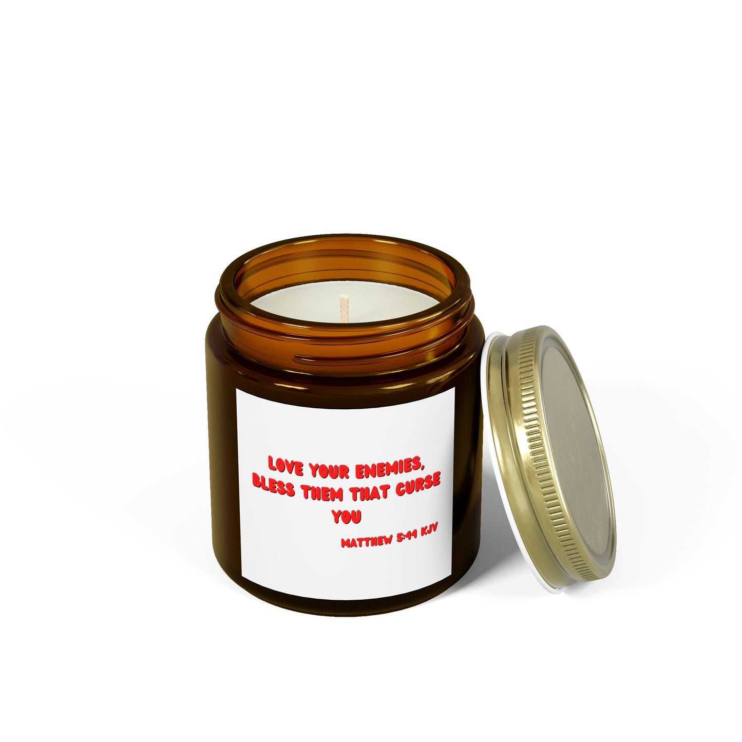 Matthew 5:44 KJV Scented Candle Love Your Enemies Biblical Christian Gift for Faith-Based Living