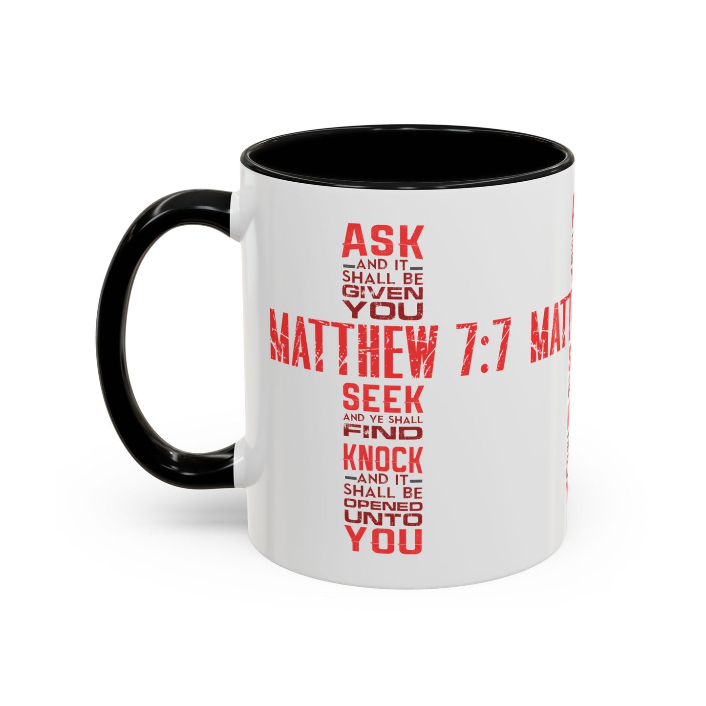 Seek and Find: Matthew 7:7 KJV Bible Verse Coffee Mug Inspirational Christian Gift