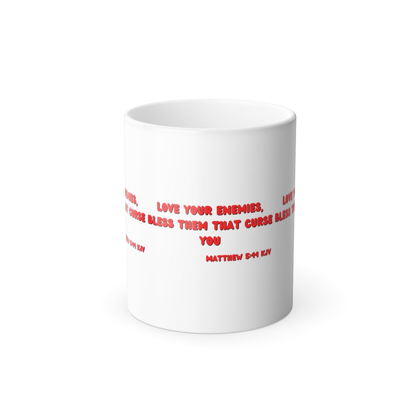 Matthew 5:44 KJV Color Morphing Coffee Mug Love Your Enemies Biblical Christian Gift for Faith-Based Living