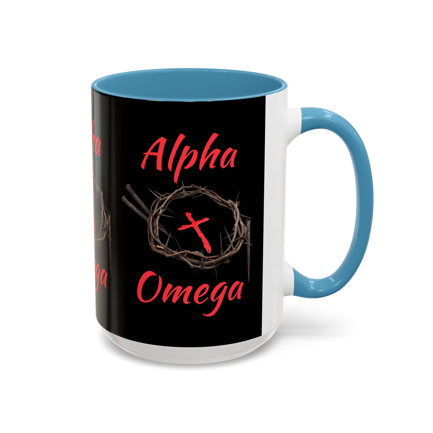 Alpha Omega Coffee Mug Based On Revelation 22:13 KJV Bible Verse