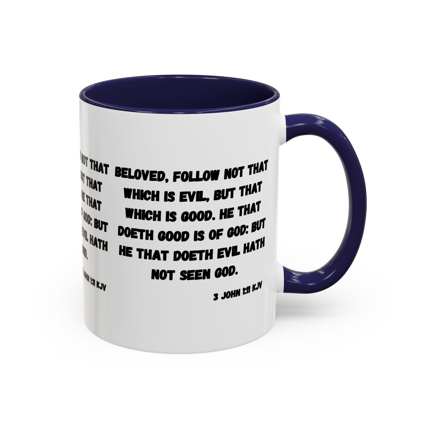 3 John 1:11 KJV Coffee Mug Beloved Follow Not That Which is Evil Inspirational Christian Gift for Faith Based Coffee Lovers