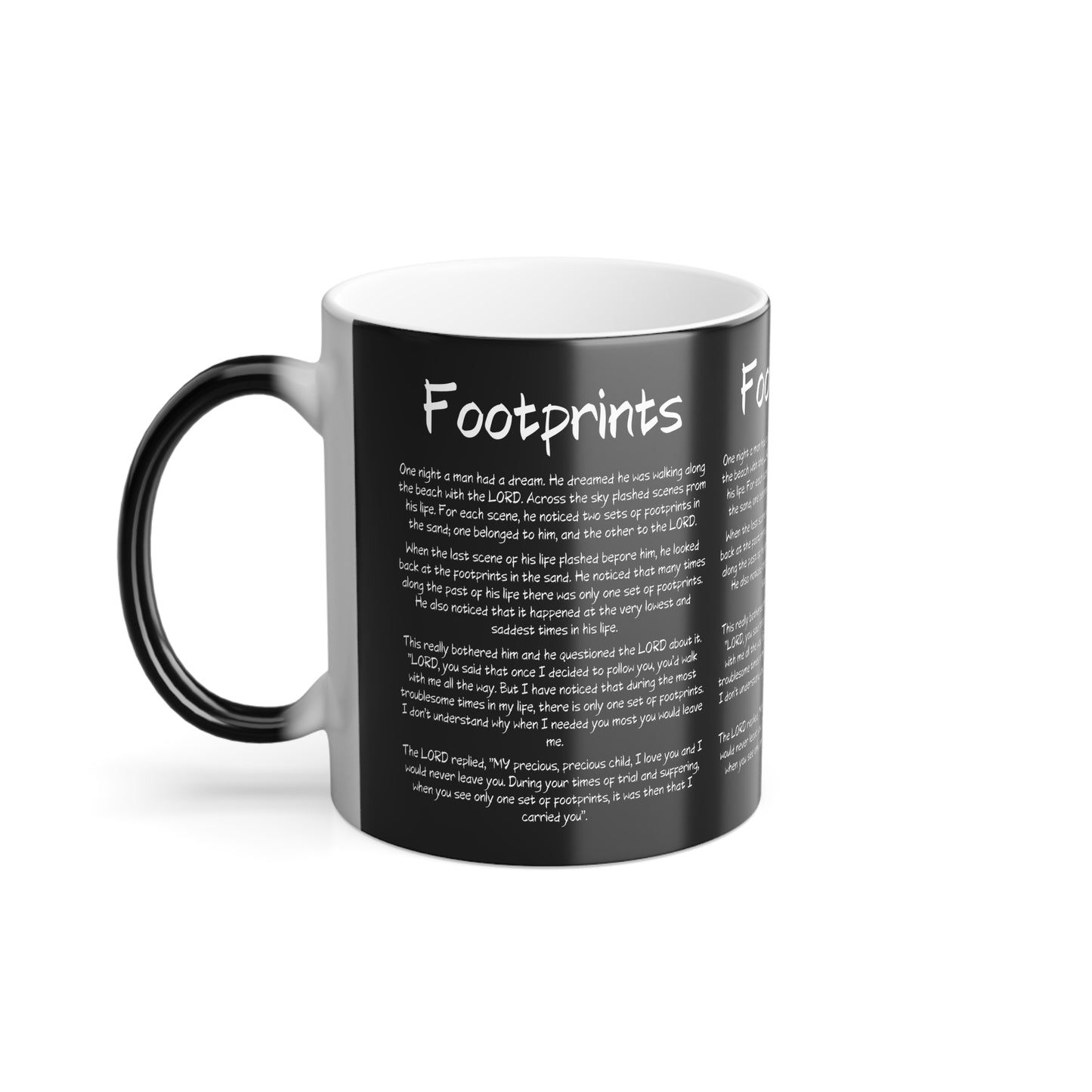 Footprints Color Morphing Coffee Mug Inspirational Faith Based Christian Gift