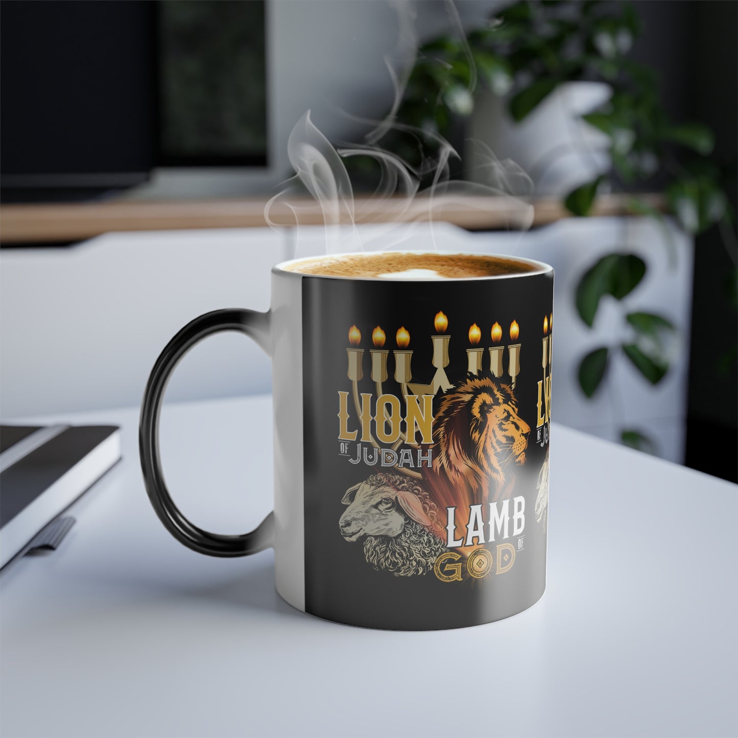 Lion of Judah, Lamb of God Color Morphing Coffee Mug Embrace Faith & Strength