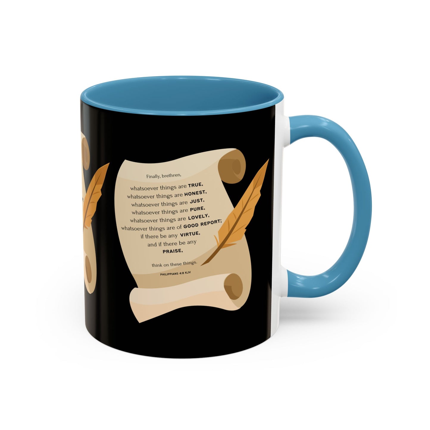 Philippians 4:8 KJV Bible Verse Coffee Mug Faith Based Christian Gift