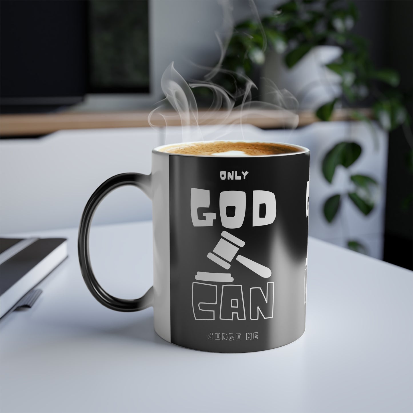 Only God Can Judge Me Color Morphing Coffee Mug Biblical Christian Gift for Faith-Based Coffee Lovers